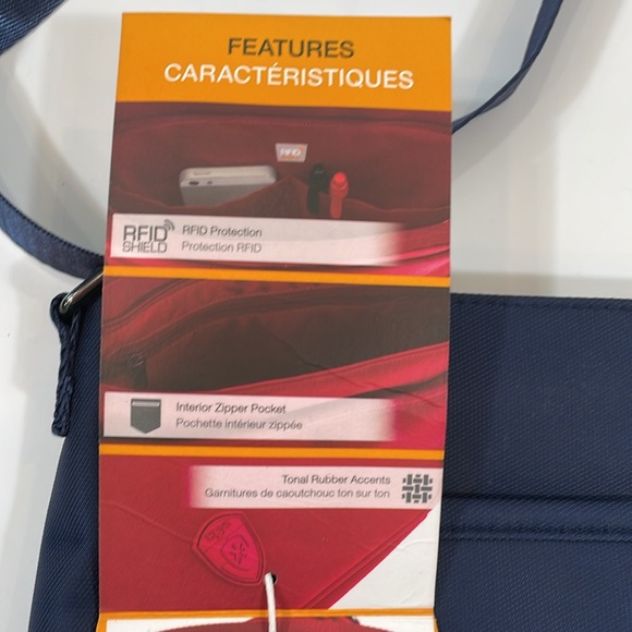 Heys Travel HiLite Crossbody Bag Navy RFID Shield Tablet Sleeve NWT - Picture 4 of 13